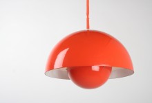 Deckenleuchte Design Verner Panton Flowerpot, Made in Denmark, 1968, rot