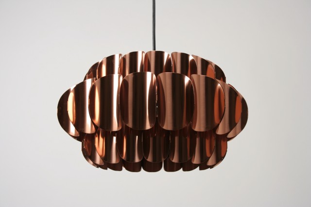 Werner Schou, Coronell Electrics, Denmark, Kupfer Deckenleuchte, ca 1960 Schweiz